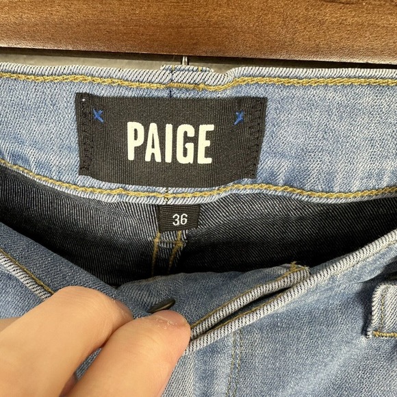 Paige Denim Jeans Mens 36 x 28 Blue Light Wash Stretch Rayon Lennox Straight Leg - Picture 2 of 10